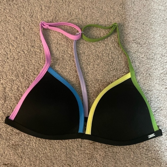PINk black multicolored straps bikini top size Small - Picture 3 of 7